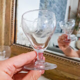 Set of 6 engraved crystal port or liqueur glasses