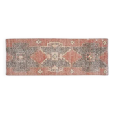 Tapis couloir en laine Oushak vintage fait à la main orange brun 87x237