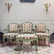 3 fauteuils en bois laqué de style Louis XV, XIXème siècle