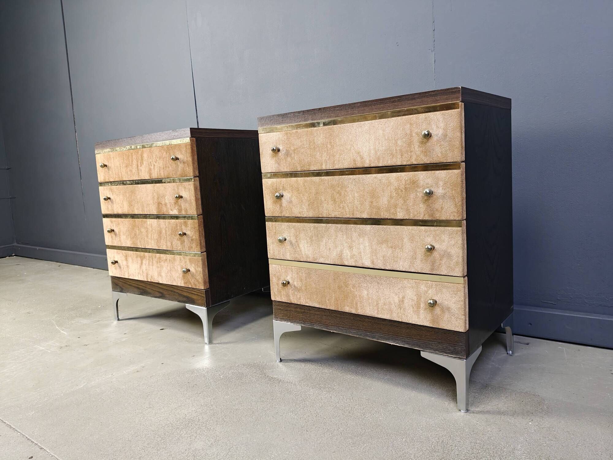 Pair of vintage italian chest of drawers, 1970s