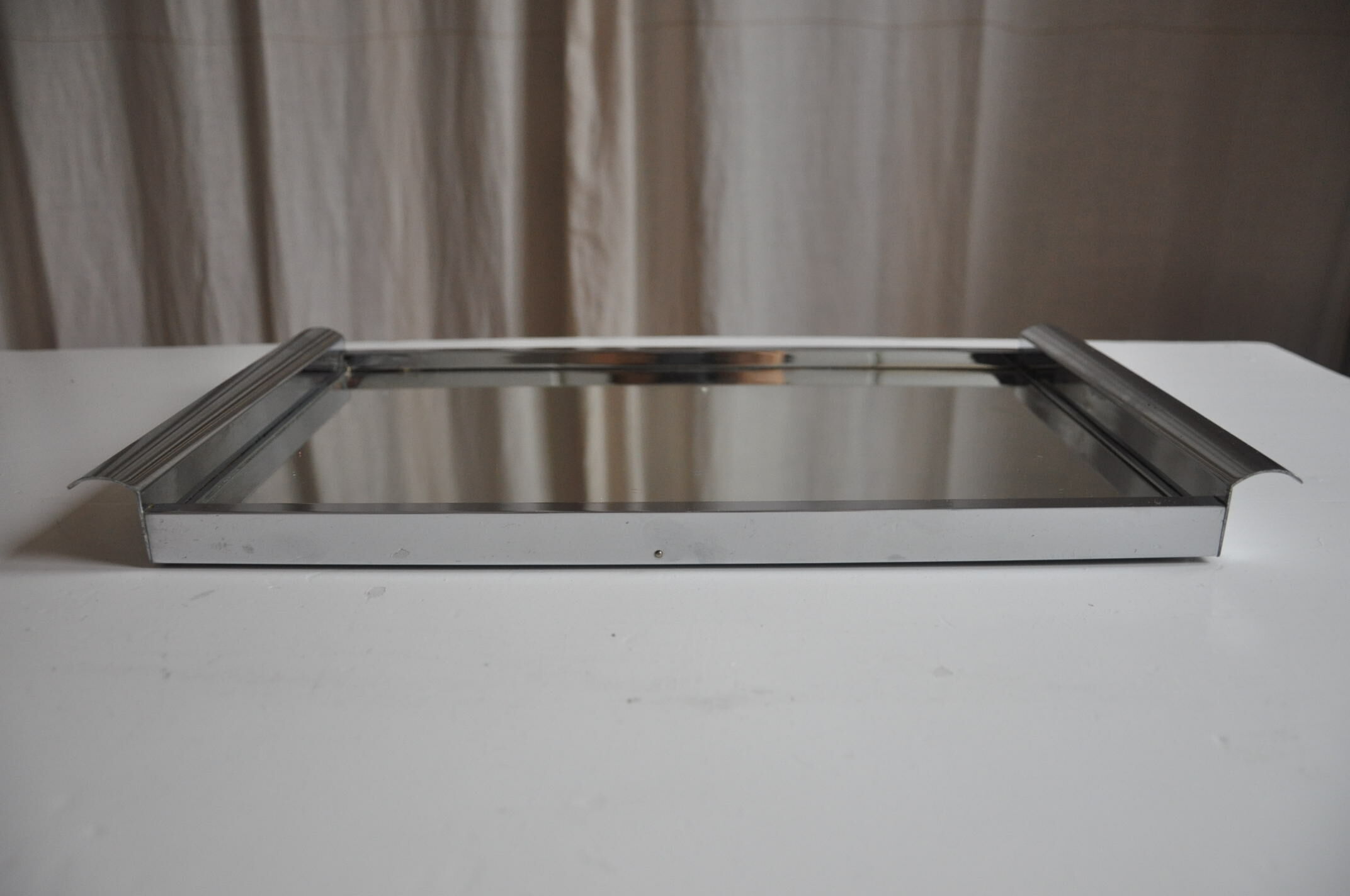 Plateau miroir métal chromé vintage