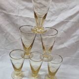 6 Art Deco golden yellow glasses