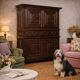 Antique baroque wardrobe in walnut, Italy, 18th century.