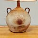 Modernist ceramic sandstone lamp with two handles from the 1950s
