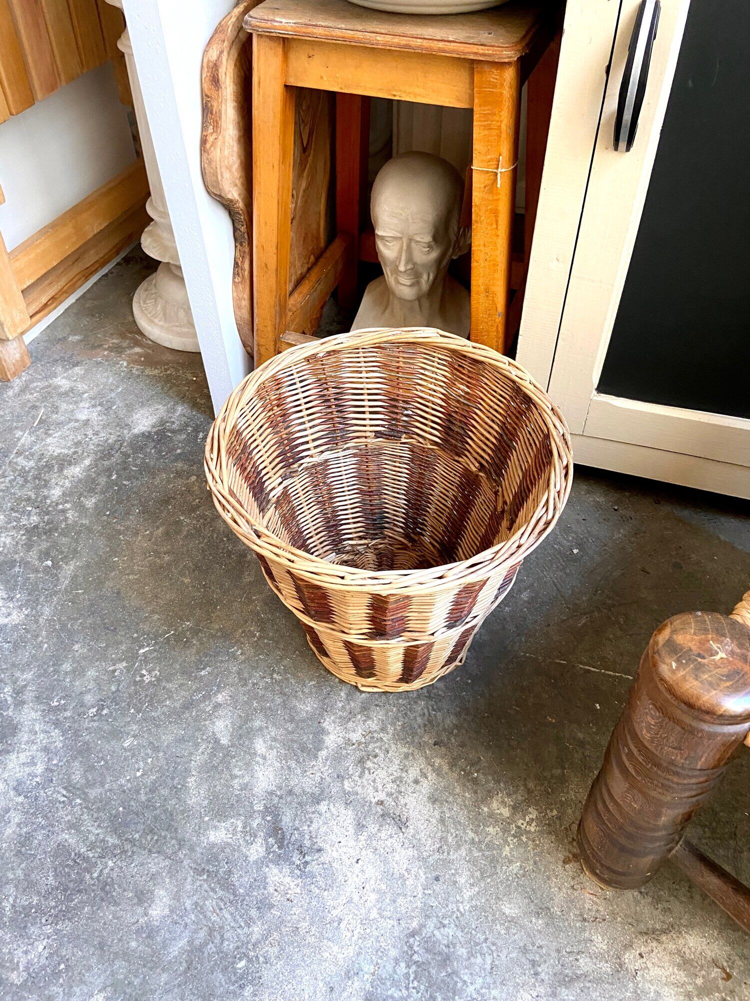 Braided wicker basket