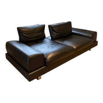 Black leather sofa