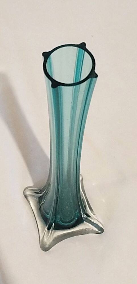 Blue colored glass soliflore vase
