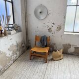 Elm and leather armchair Maison Regain