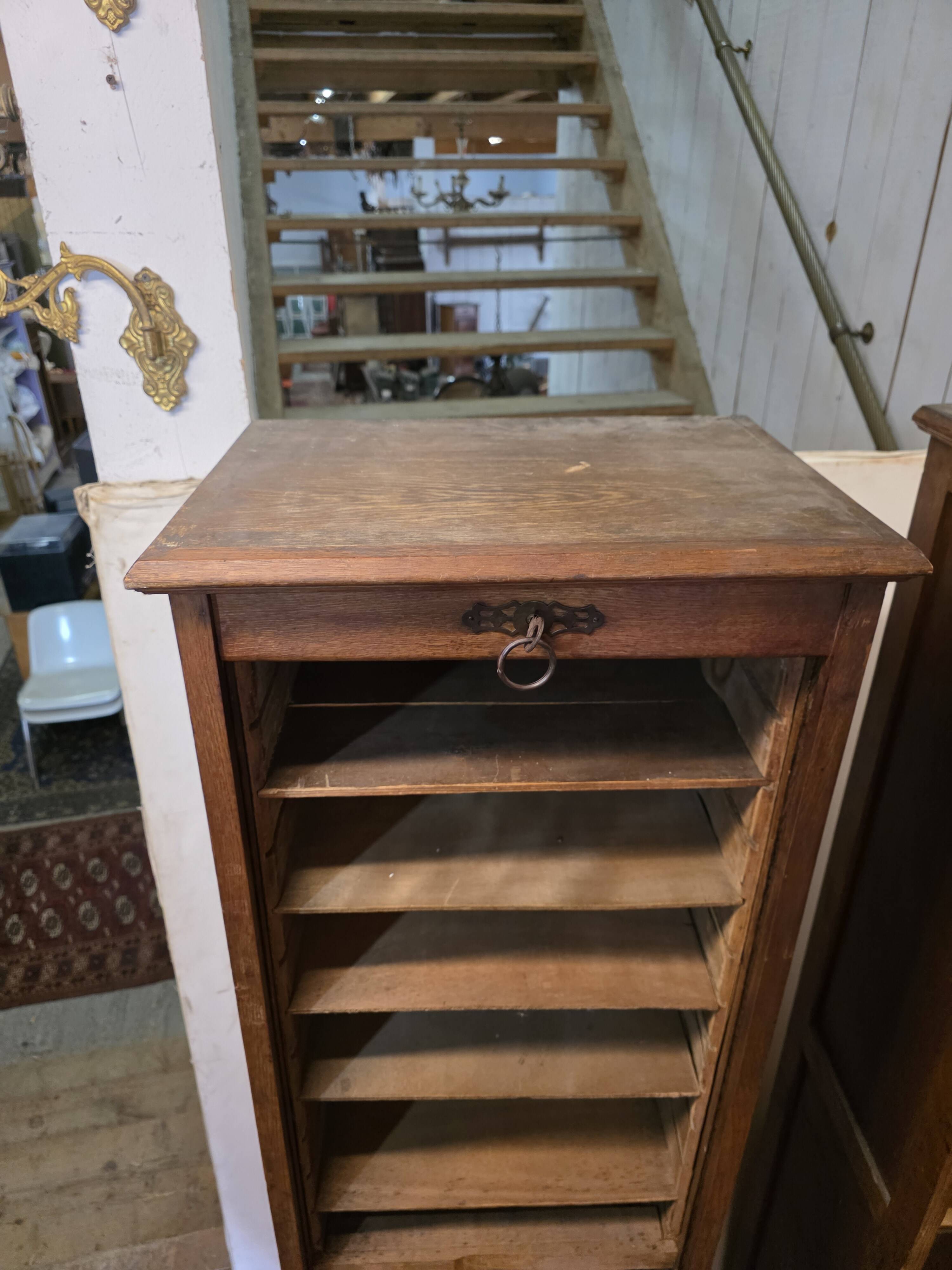 Pair of oak curtain file cabinets