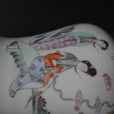 Ancien vase balustre chinois porcelaine chine poeme marque Qing XIX