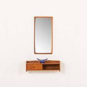 Scandinavian mid century teak mirror with a console, 1960s
