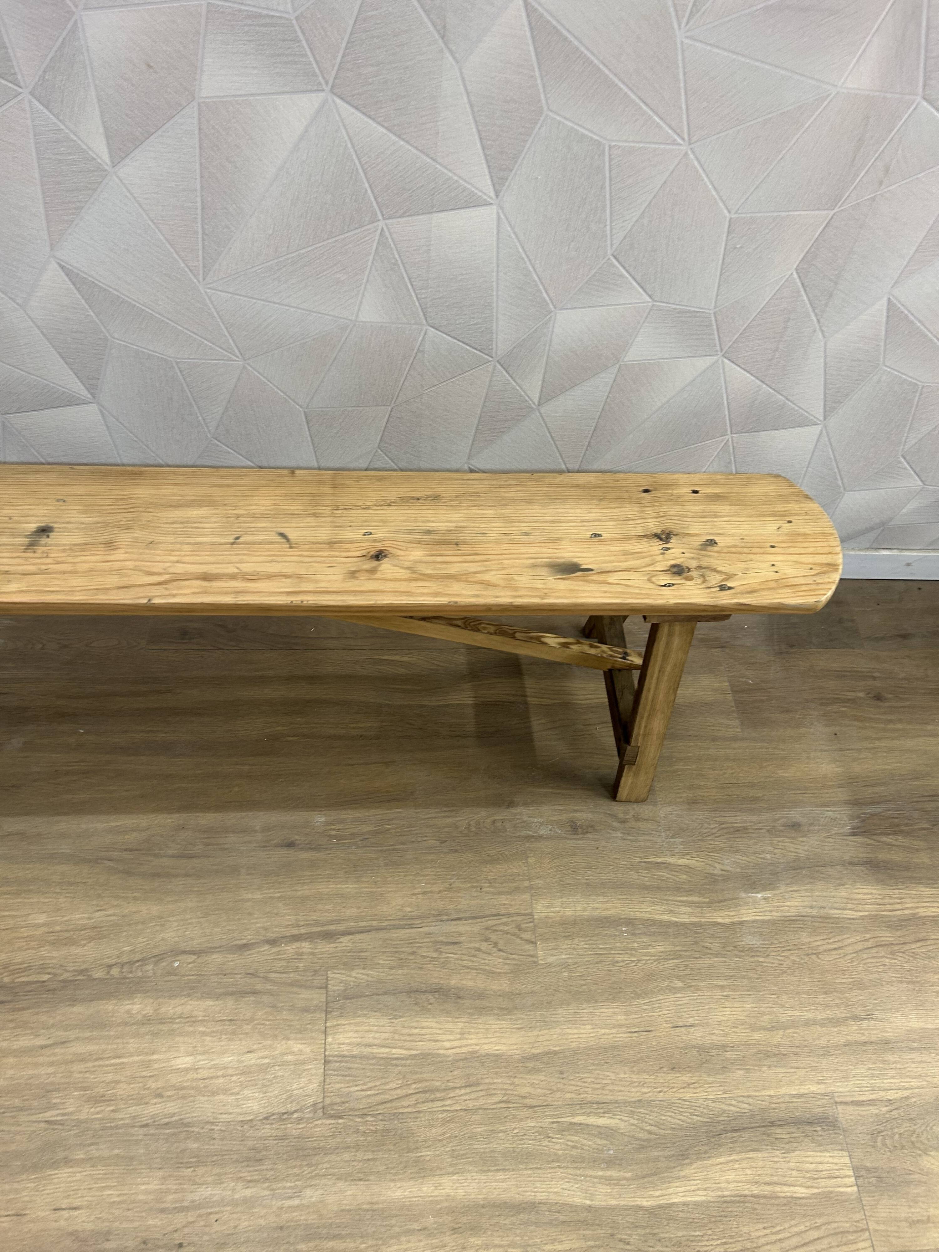 Solid wood farm bench stripped