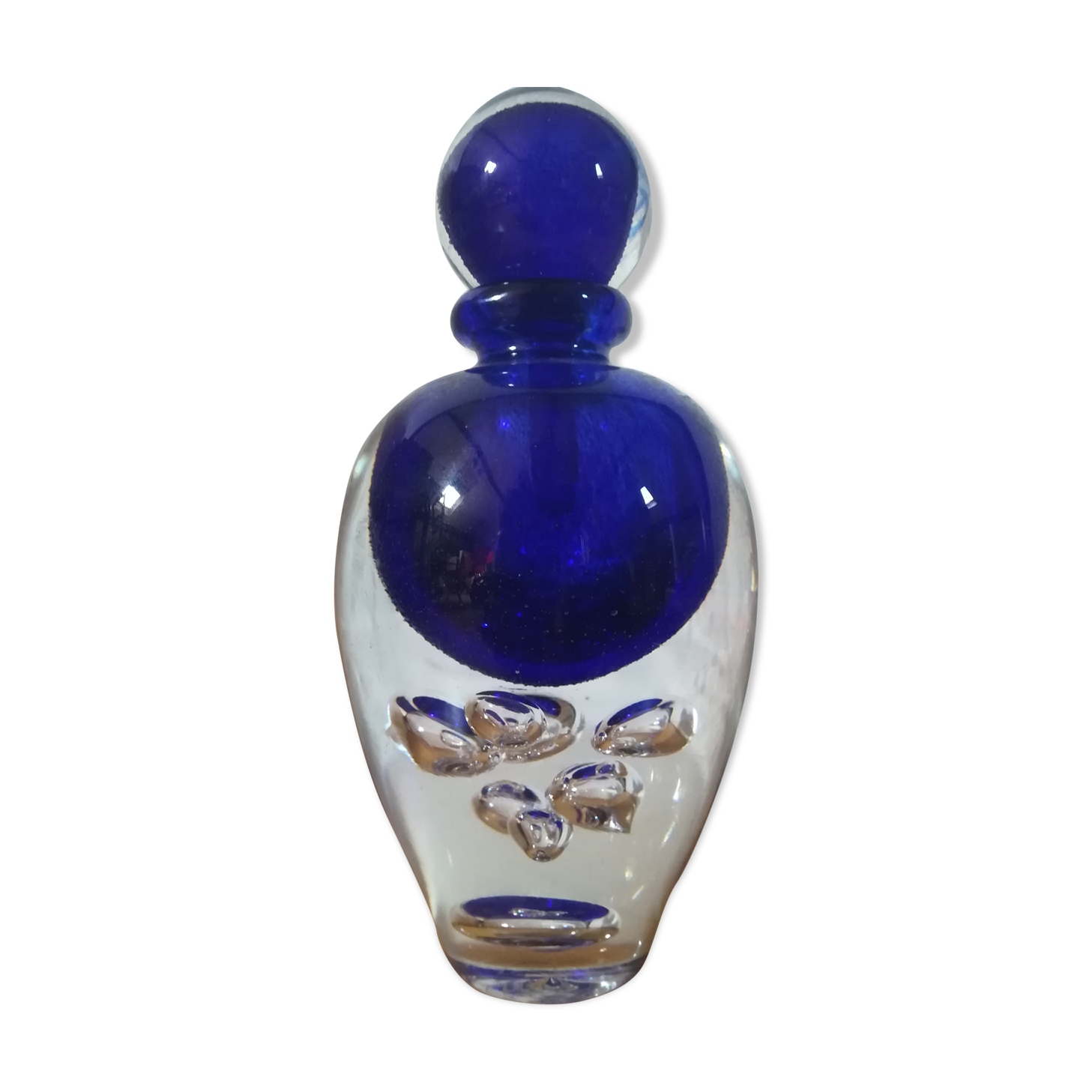 Glass flask blown by Jean Claude Novaro, unique piece.