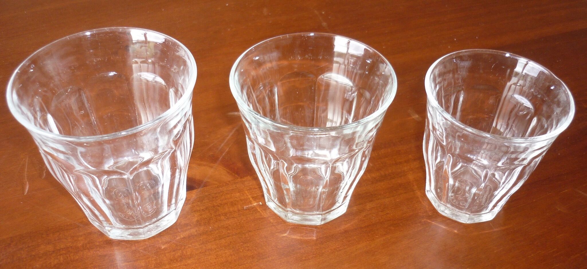 3 verres Duralex transparents