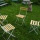 Lot de 4 chaises de jardin pliantes à lattes vintage 1940