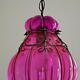 Beautiful Shaded Deep Pink  Murano Blown Glass Wrought Iron Ceiling Light