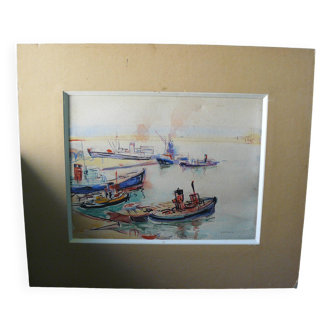 Marine watercolor signed lurckzynski