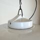 Industrial Grey Enamel Factory Pendant Lamp with Glass Cover, 1960s