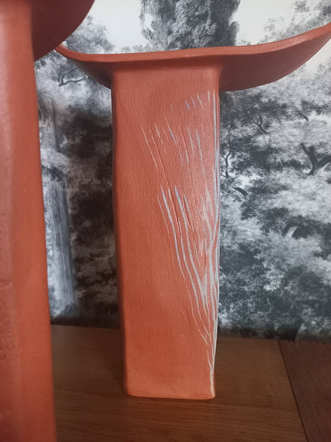 Trio of terracotta vases, unique pieces