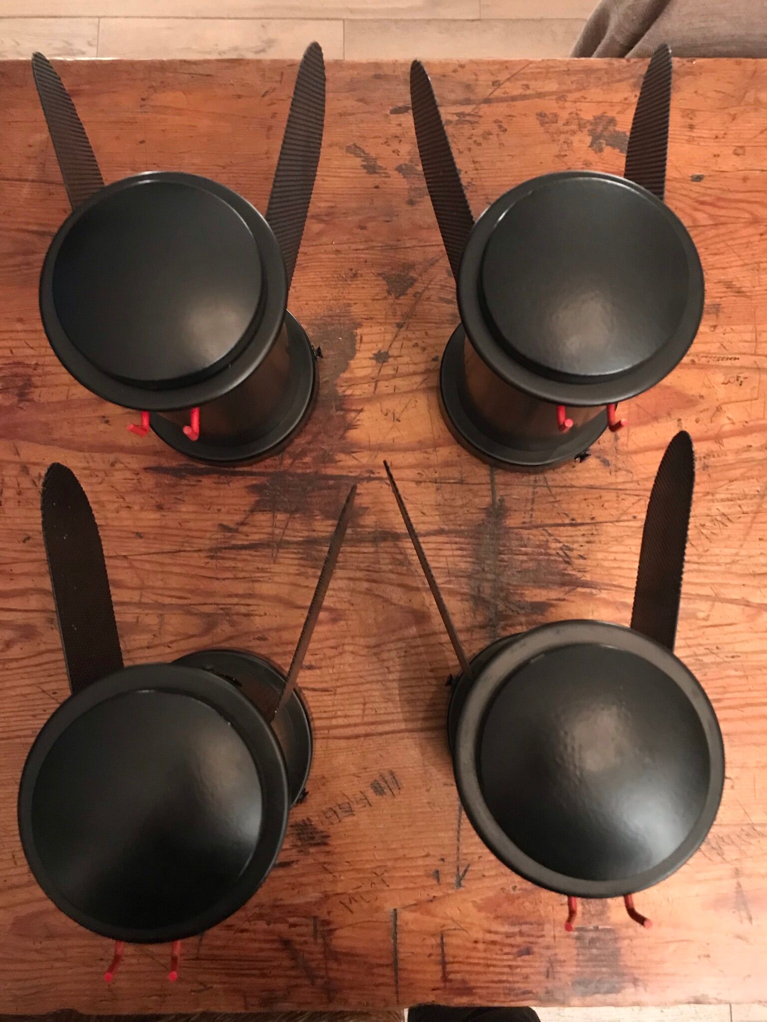 Pair of glass and metal wall lamps, Italy 1980