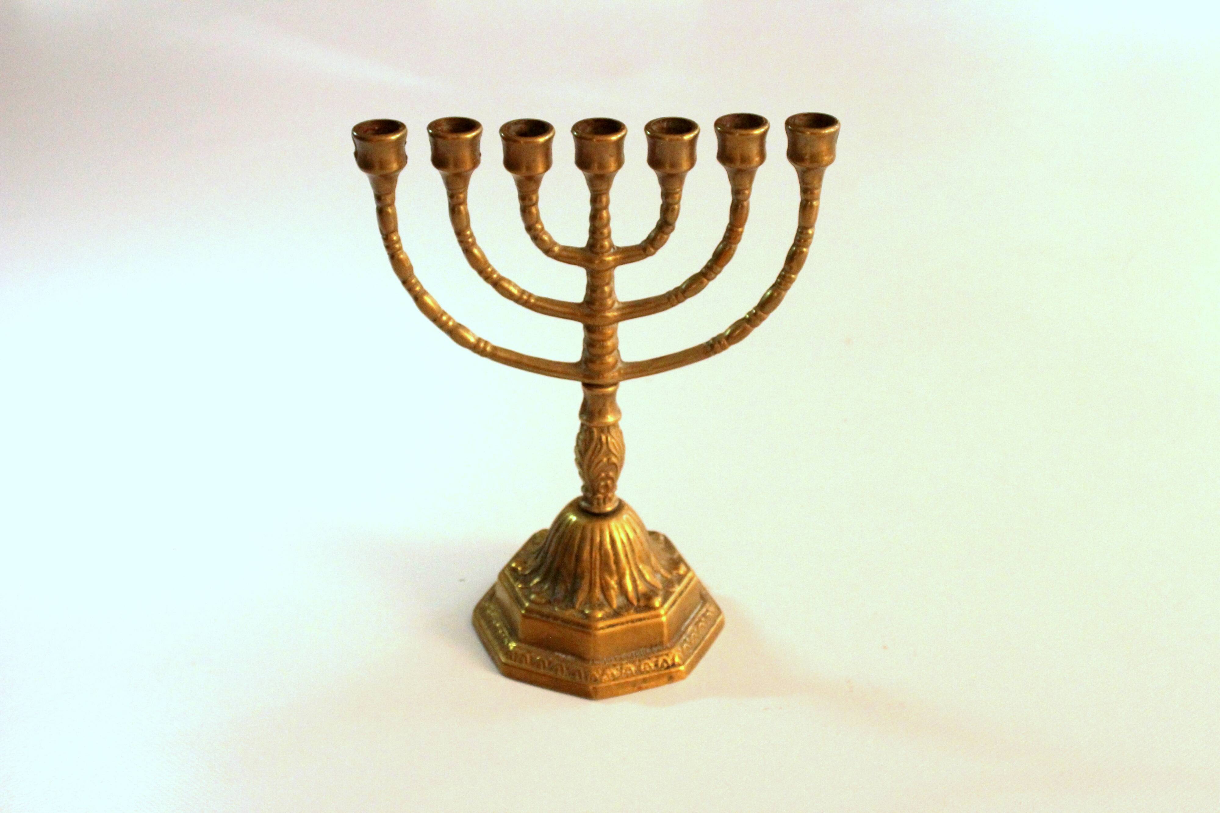 Brass menorah, brass candle holder, vintage