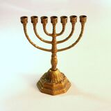 Menorah en laiton, bougeoir en laiton, vintage