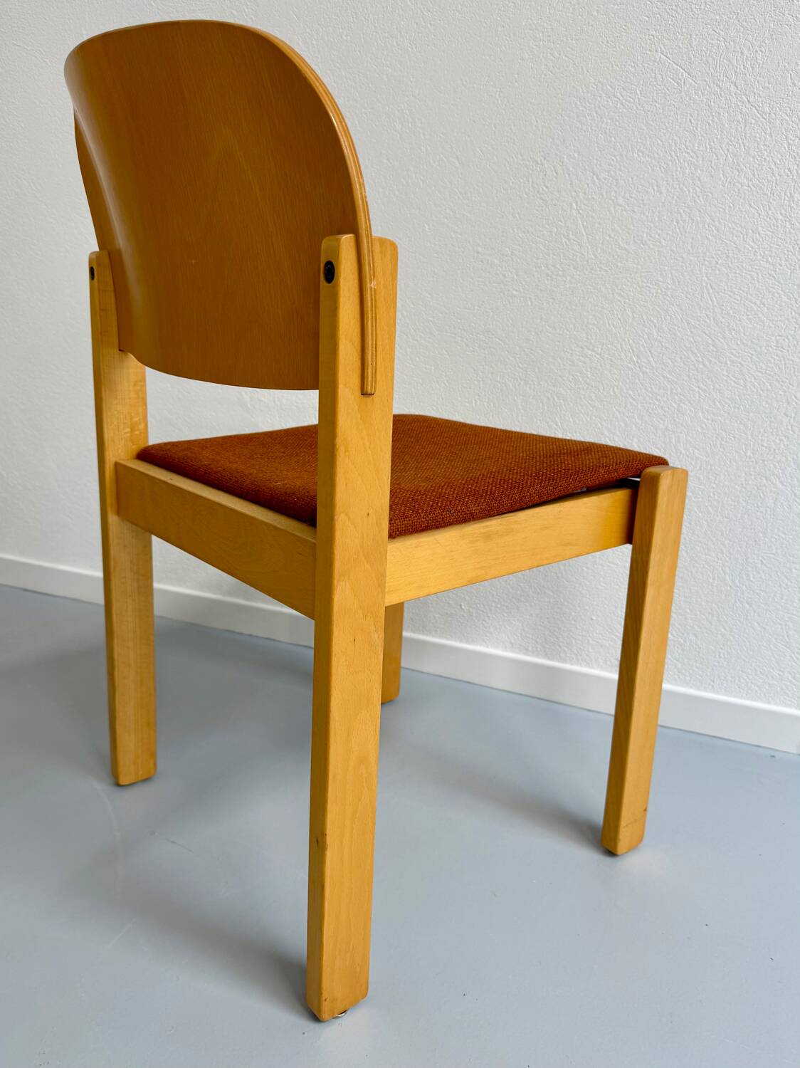 Lot of 8 old Scandinavian design wooden chairs from the 80s vintage