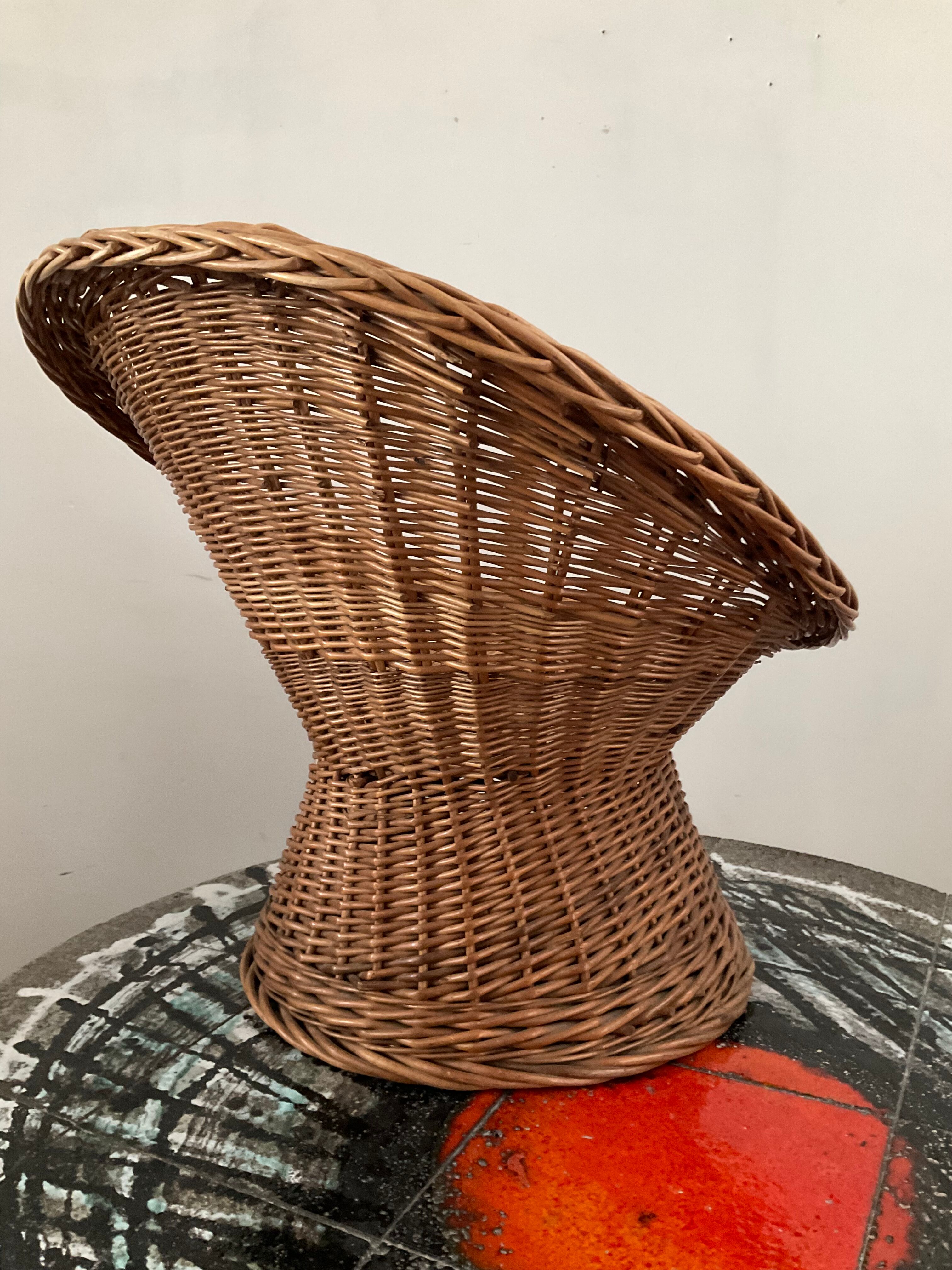 Fauteuil enfant vintage en osier année 70