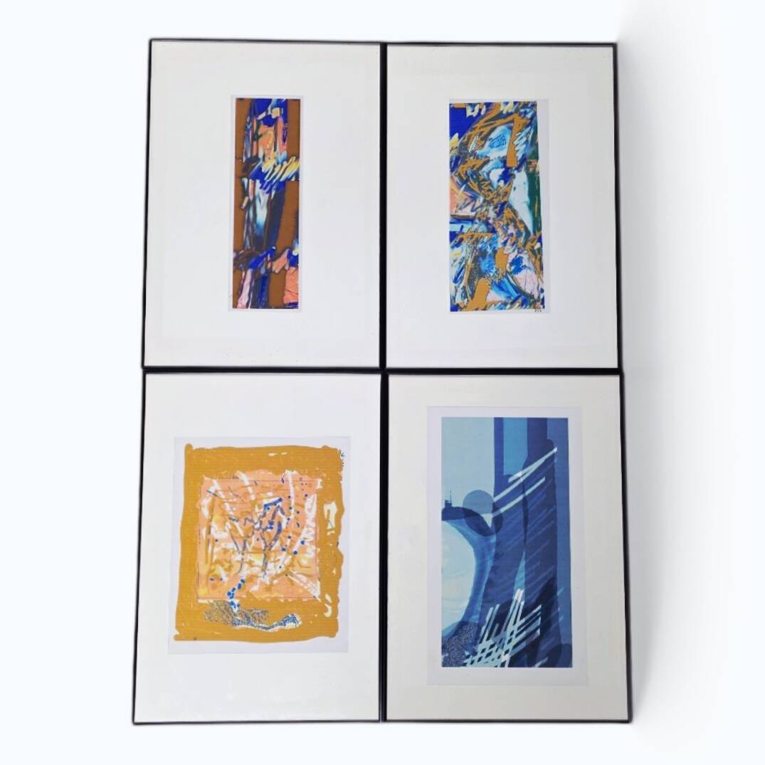 Set of 4 abstract artist proofs – Signed GW – Circa 1990