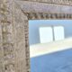 Mirror in wood and stucco in burl wood style, 1960