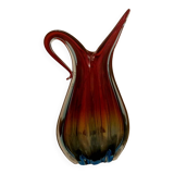 Murano red art crystal pitcher vase