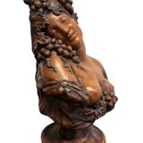 Terracotta sculpture Bust of Bacchus Grapes and vines in the style of