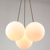 Mid-Century Italian Brass & Opaline Cluster of Lamps