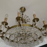 Old cascade chandelier with crystal pendants 19 lights