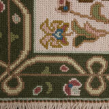 Tapis needlepoint traditionnel portugais zone de laine tapis beige vert65x135cm