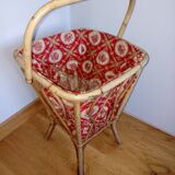 Square-shaped 1960s wicker knitting cart worker