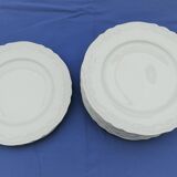 Set of 10 white Limoges flat plates