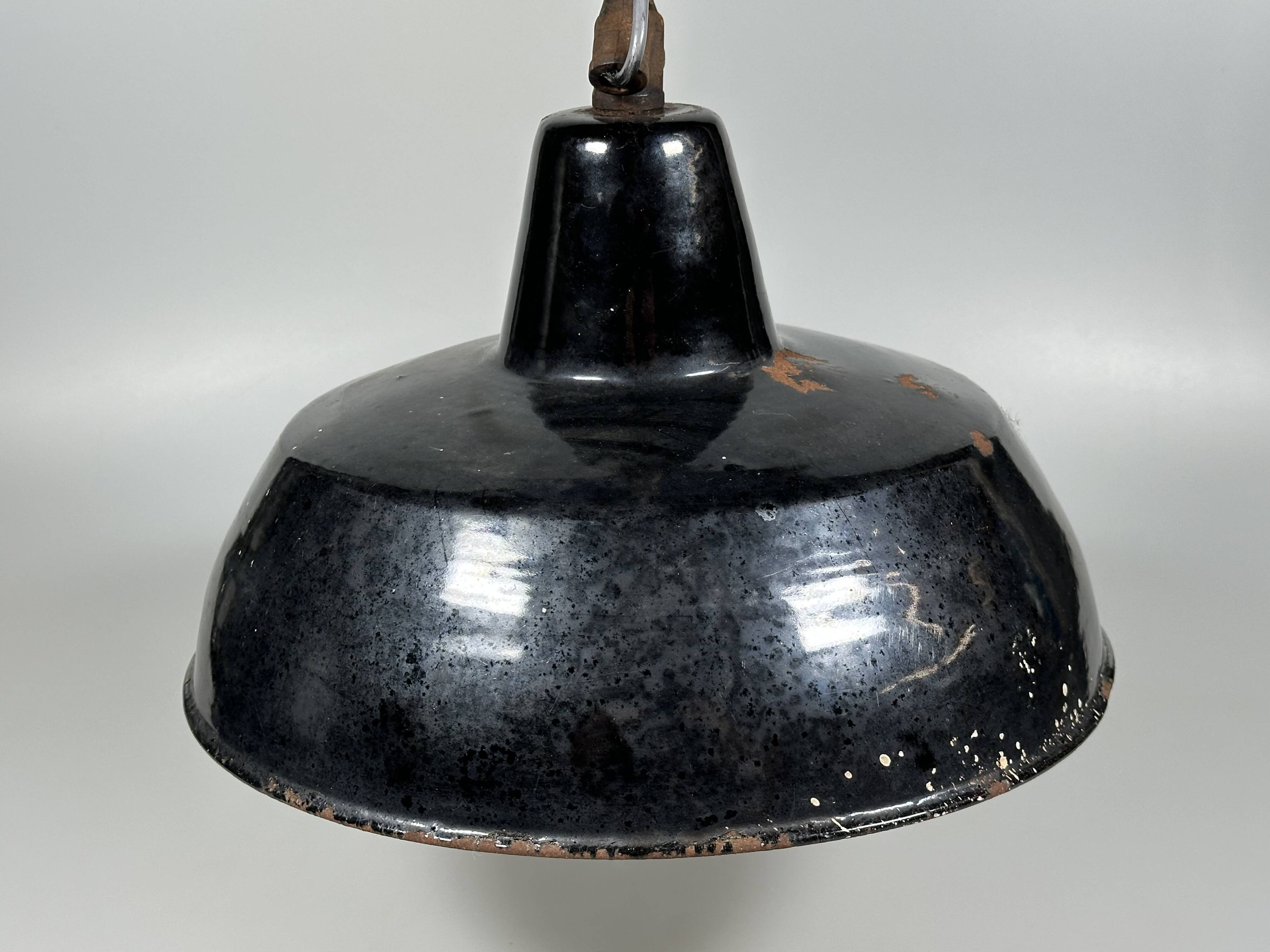1930s/1940s Ceiling Lamp Industrial Lamp Enamel Loft Metal Bauhaus Design