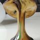 Murano glass soliflore vase Volubilis. Floral shape/Corolla. Polychrome speckles. Gold glitter inclusions. Height 21 cm