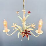 Vintage Metal Floral Chandelier, France, 1970's