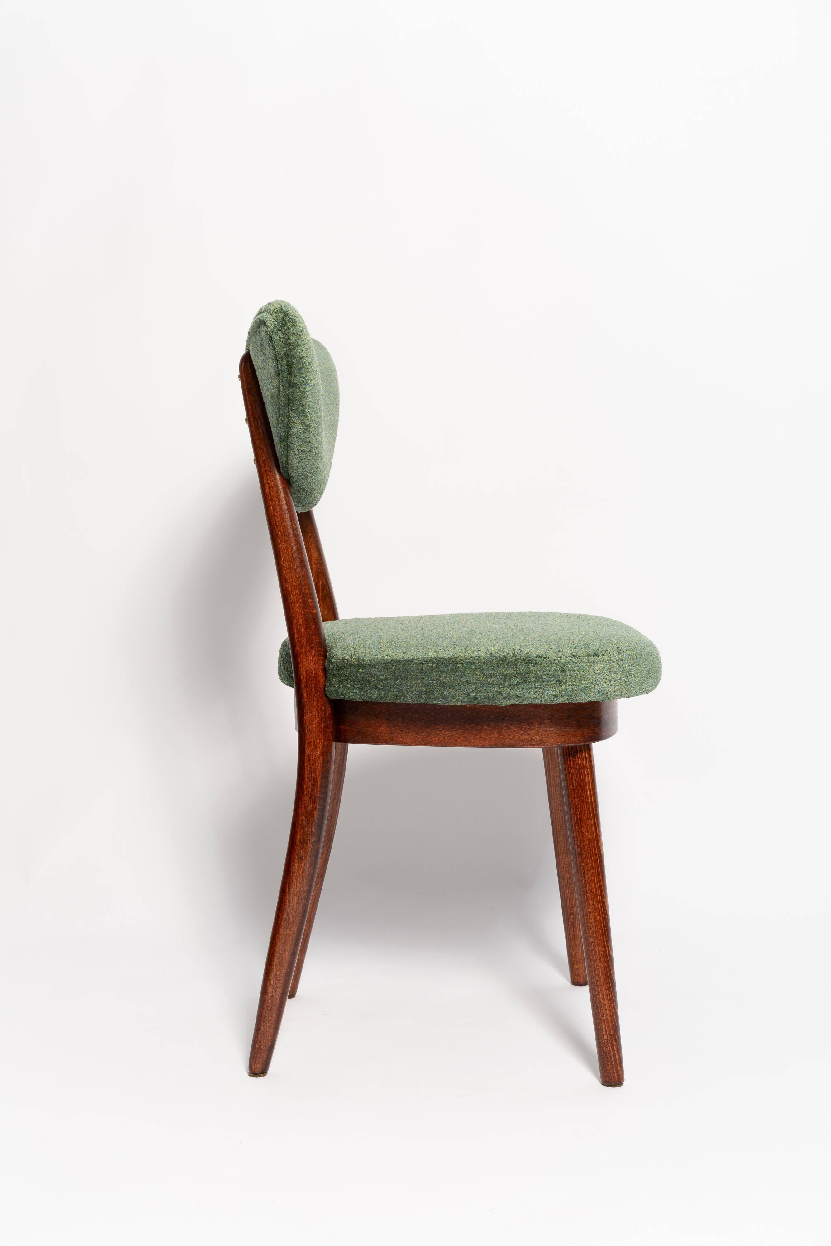 Heart Mid-Century Chair in Green Velvet and Dark Wood