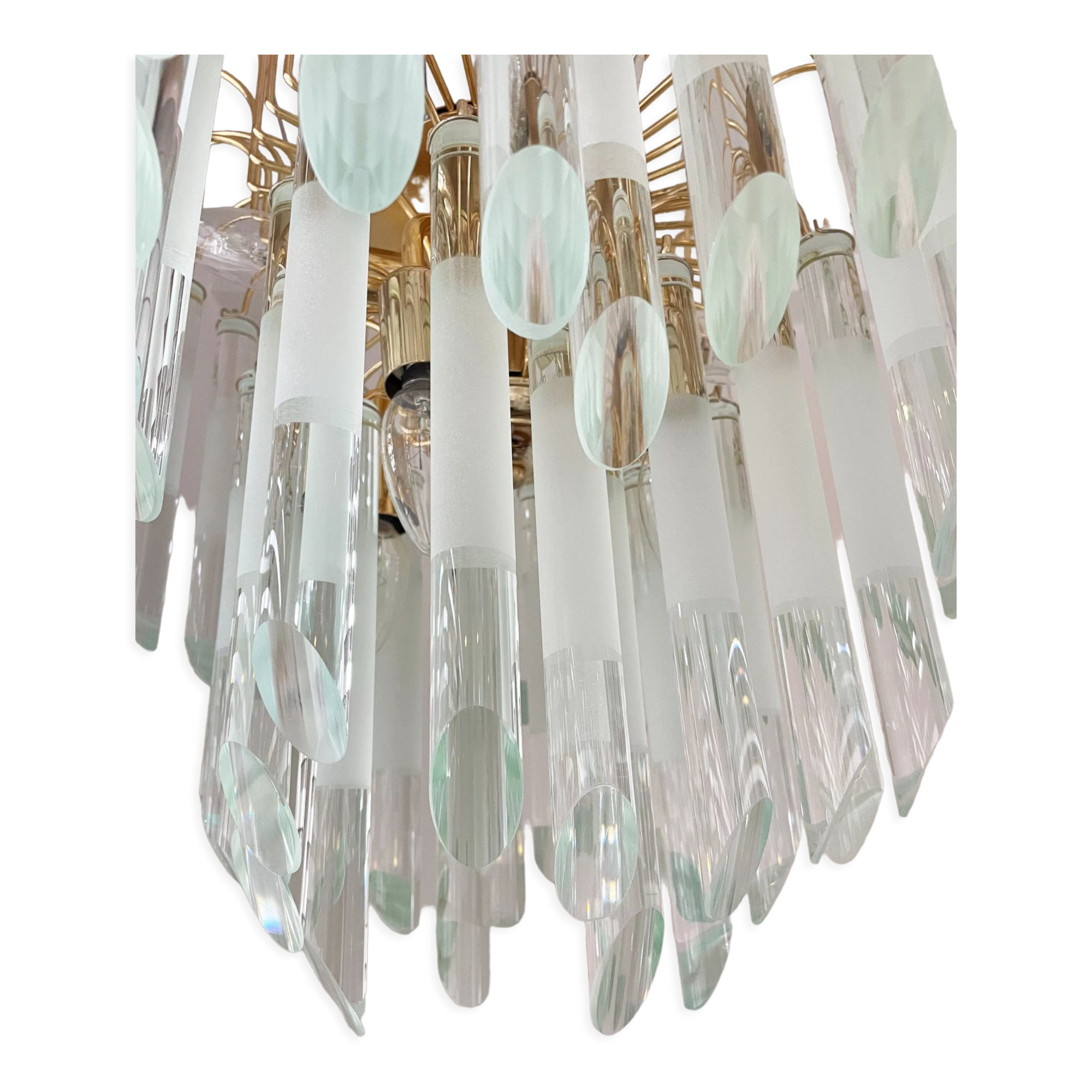 Vintage italian brass and glass chandelier, 1970s