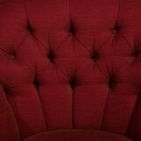 Pair of French red fabric button back armchairs
