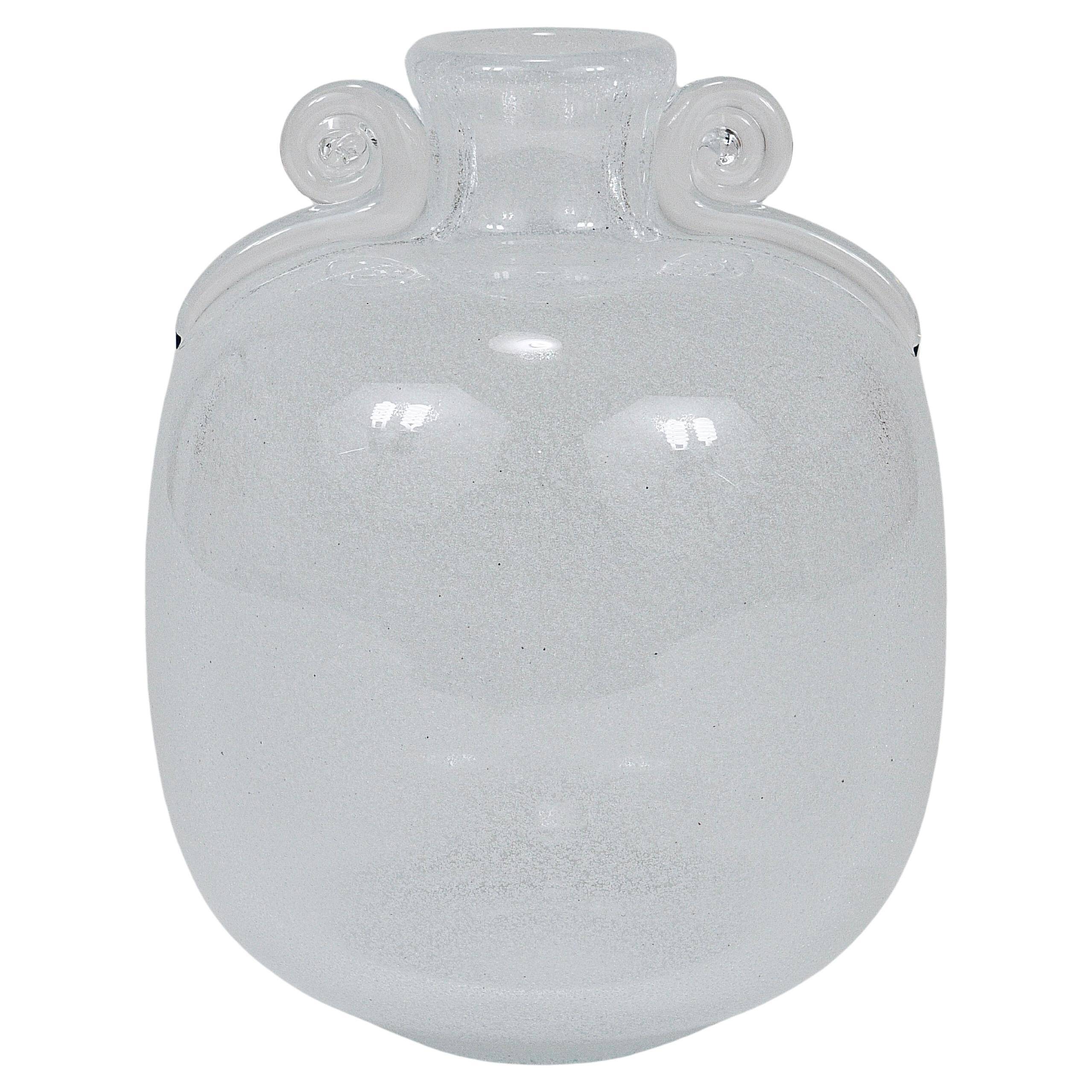 Seguso Vetri d’Arte Pulegoso vase with bubbles and handles, Murano, Italy 1950s