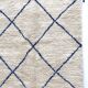 Moroccan Berber carpet Beni Ouarain ecru with majorelle blue diamonds 2.54x1.54m
