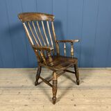 Brown English Windsor armchair with high back