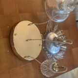 Suspension cascade triple Holophanes and vintage pendants