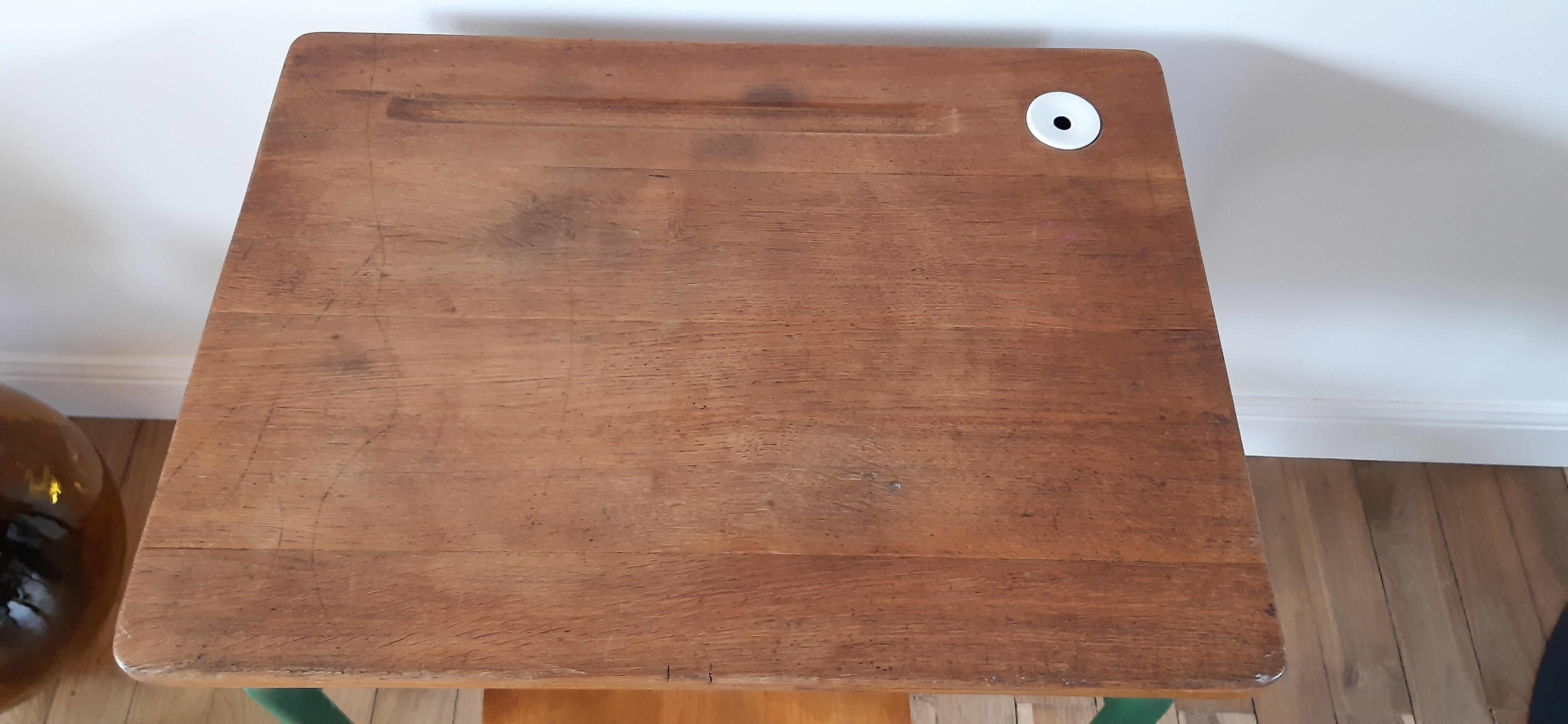 Children's desk and school chair with inkwell 30-40s