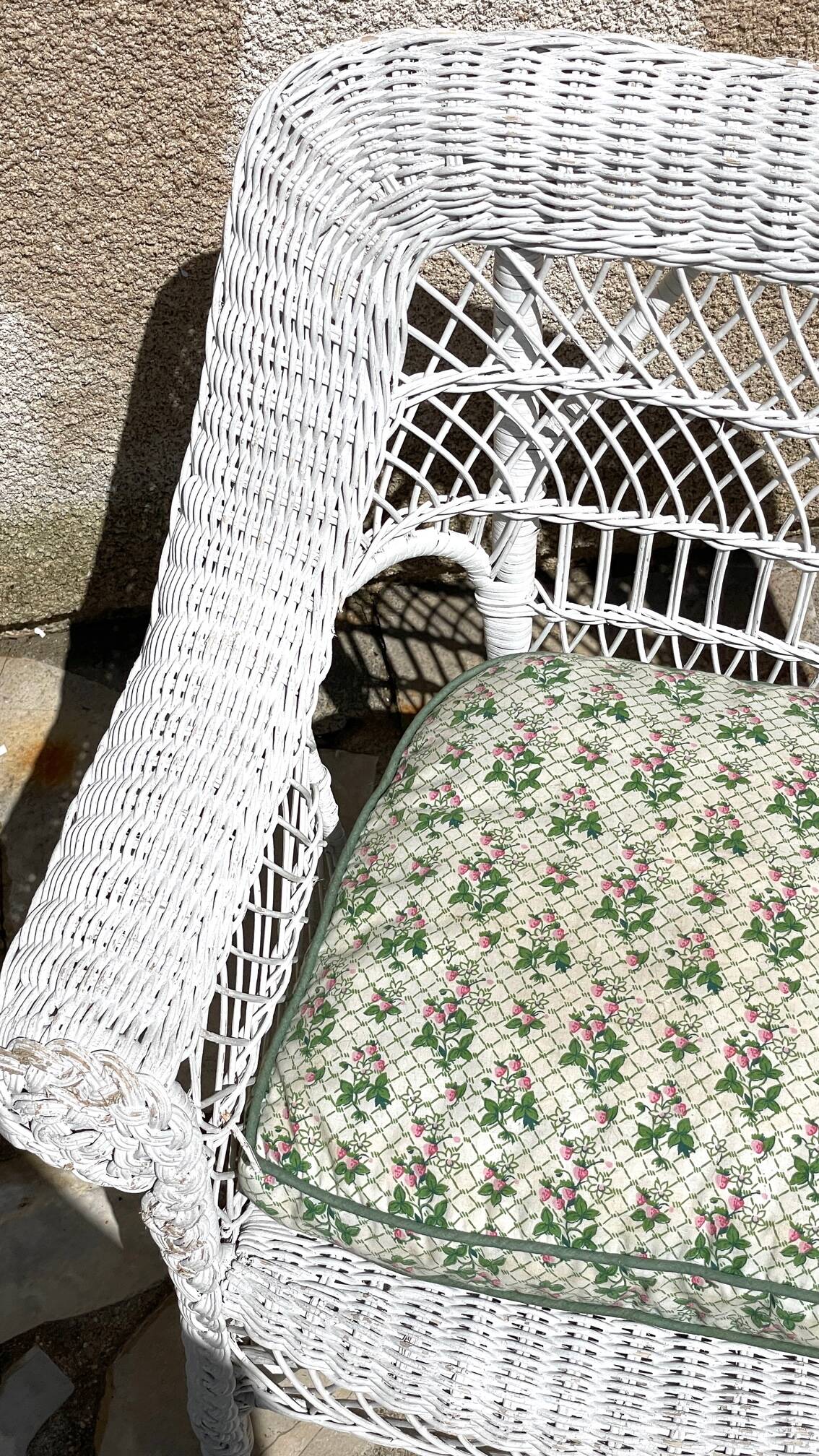 Vintage rattan kids garden armchair