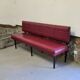 1960s double bistro bench in buttoned burgundy red skai
